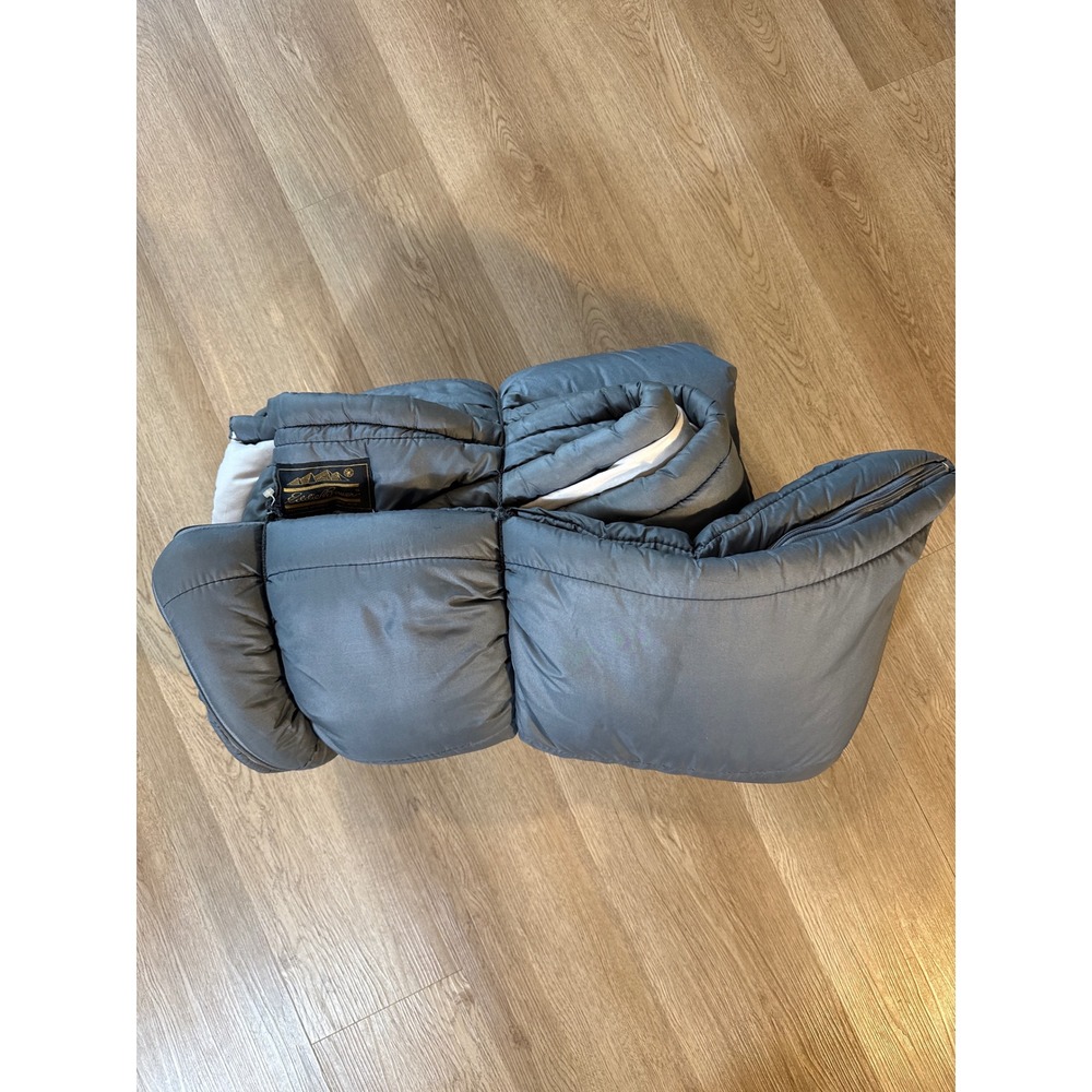 Vintage Eddie Bauer Sleeping Bag Goose Down Adult 76X33 Grey Camping Gear USA